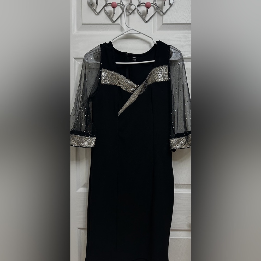 Black Dress with Silver Sequin Details